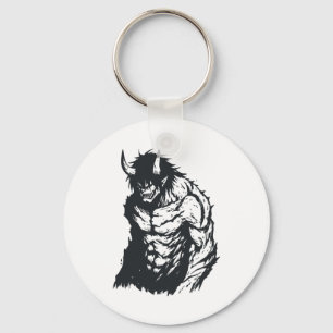 Ogre Oni Yokai Japanese Outline Sticker  Key Ring