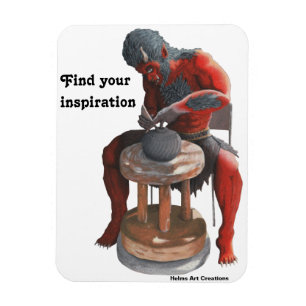 Ogre Potter Making Pots Fantasy Flexible Magnet