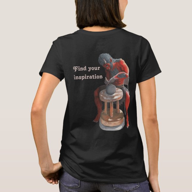 Ogre Using Pottery Wheel Fantasy Art T-Shirt (Back)