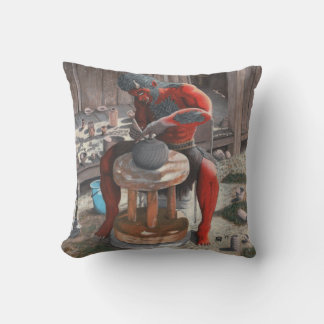 Ogre Using Pottery Wheel Fantasy Art Throw Pillow