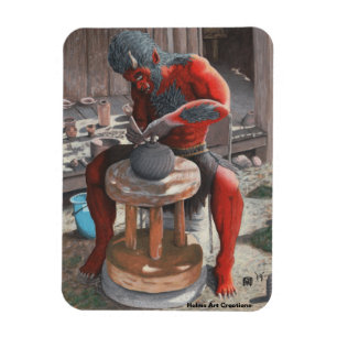 Ogre Using Pottery Wheel Fantasy Flexible Magnet