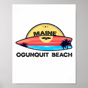Ogunquit Beach Maine Surfboard Beach Surfing Poster