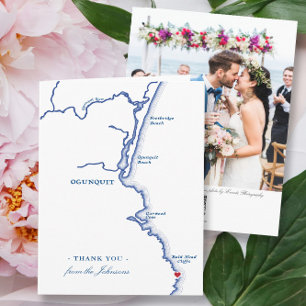 Ogunquit Maine Elegant Photo Navy Wedding Thank You Card