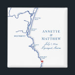 Ogunquit Maine Map Elegant Wedding Favour Magnet<br><div class="desc">These Ogunquit, Maine map wedding favour magnets are perfect to welcome your out of town guests with welcome bag goodies, or customise them for your wedding party. The heart is over Cliff House Maine, but you can move the heart by clicking "Edit Using design tool" under "Personalise". These custom wedding...</div>