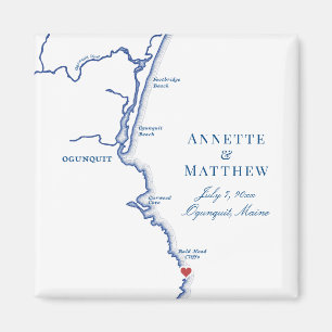 Ogunquit Maine Map Elegant Wedding Favour Magnet