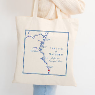 Ogunquit Maine Map Elegant Wedding Welcome Tote Bag