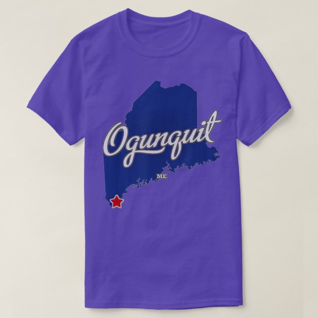 Ogunquit Maine ME Map  T-Shirt (Design Front)