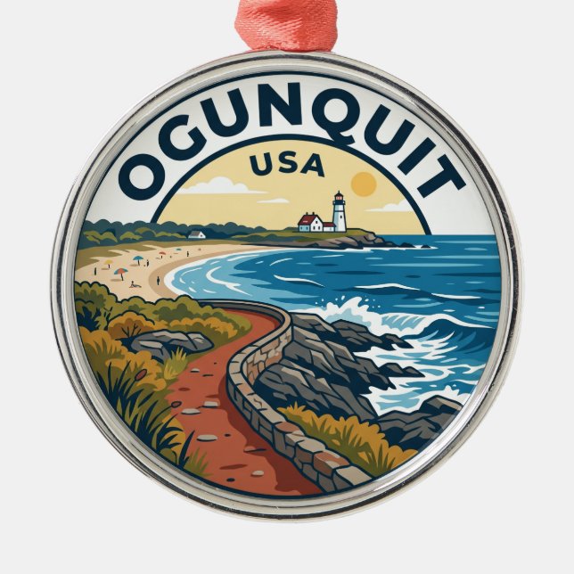 Ogunquit USA Metal Ornament (Front)