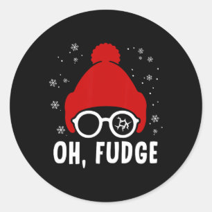 Oh A Fudge Funny Christmas Saying Vintage Xmas San Classic Round Sticker