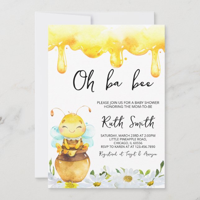 Oh BaBee Baby Shower Invitation (Front)
