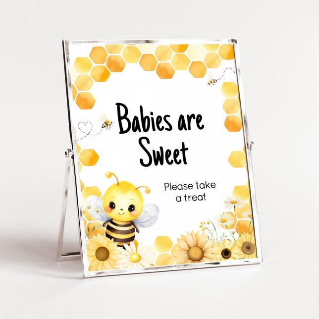 Oh Babee Bee Baby Shower Babies are Sweet Poster (Oh Babee Baby Shower Babies are Sweet Sign)