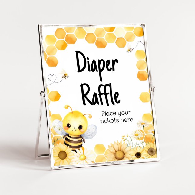 Oh Babee Bee Baby Shower Diaper Raffle Poster (Oh Babee Baby Shower Diaper Raffle Sign)
