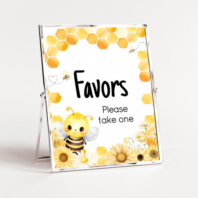 Oh Babee Bee Baby Shower Favours Poster (Oh Babee Baby Shower Favors Sign)