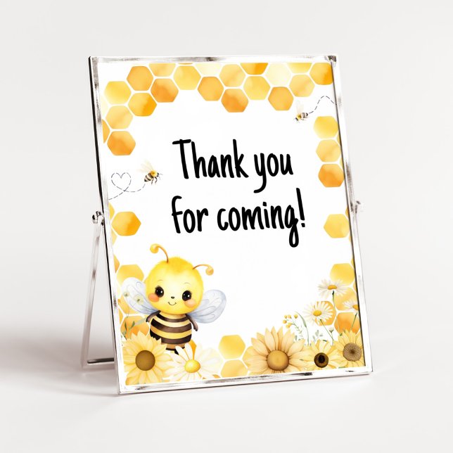 Oh Babee Bee Baby Shower Thank you for Coming Poster (Oh Babee Baby Shower Thank you for Coming Sign)
