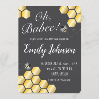 Oh Babee! Bee Themed Baby Shower Invitation