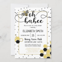 Oh Babee Bumblebee Gold Glitter Black Baby Shower