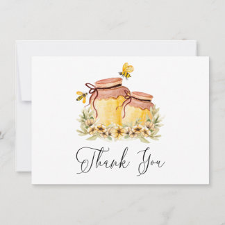 Oh Babee Watercolor Bee Flat Thank You Card