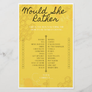 Oh Babee Would She Rather Game Flyer