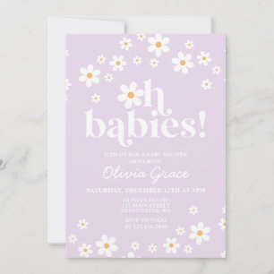 Oh Babies! Daisy lilac Baby Shower Invitation