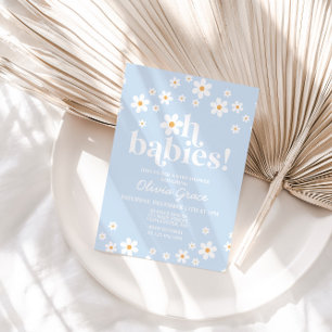 Oh Babies! Daisy pale blue Baby Shower Invitation