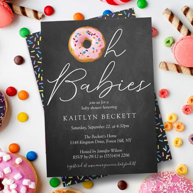 Oh Babies Doughnut Sprinkle Twin Baby Shower Invitation (Creator Uploaded)