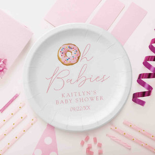 Oh Babies Doughnut Sprinkle Twin Girls Baby Shower Paper Plate
