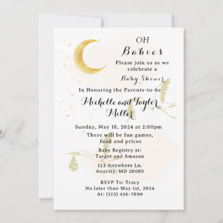 Oh Babies Neutral Twins Baby Shower Invitation
