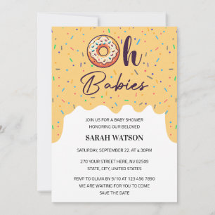 Oh Babies Sprinkle Doughnut Twins Baby Shower Invitation