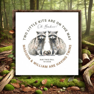 Oh Babies Twins On The Way Cute Twin Raccoons Invitation