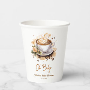 Oh Baby A Baby is Brewing Brown Coffee Baby Shower Paper Cups