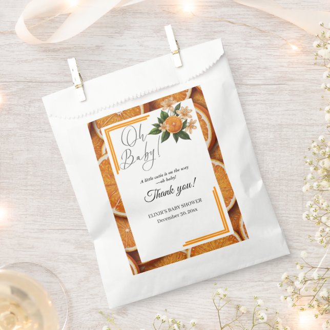 Oh Baby A Little Cutie Orange Citrus Baby Shower Favour Bag (Clipped)