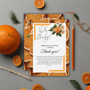 Oh Baby A Little Cutie Orange Citrus Baby Shower Thank You Card
