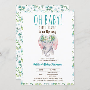 Oh Baby A Little Peanut Elephant Baby Shower Boho Invitation