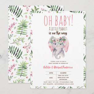 Oh Baby A Little Peanut Elephant Baby Shower Boho Invitation
