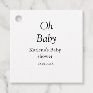 Oh baby add name baby shower date simple minimal t favour tags