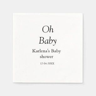 Oh baby add name baby shower date simple minimal t napkin