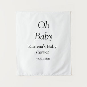 Oh baby add name baby shower date simple minimal t tapestry
