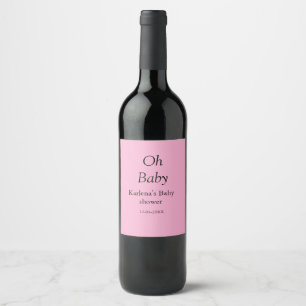 Oh baby add name baby shower date simple minimal t wine label