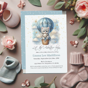 Oh Baby Adventure Kitten in Hot Air Balloon Invitation