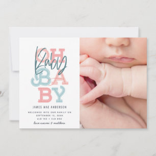 Oh baby baby modern photo birth announcement