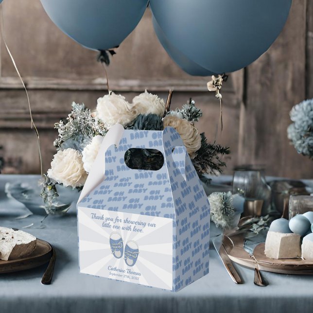 Oh Baby | Baby Shoes Dusty Blue Boy Baby Shower  Favour Box (Creator Uploaded)