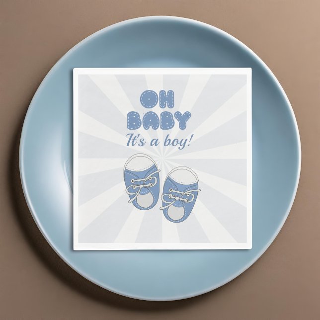 Oh Baby | Baby Shoes Dusty Blue Boy Baby Shower  Napkin (Creator Uploaded)