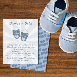 Oh Baby   Baby Shoes Dusty Blue Boy Book Request Enclosure Card