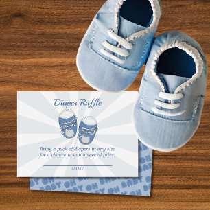 Oh Baby   Baby Shoes Dusty Blue Boy Diaper Raffle Enclosure Card