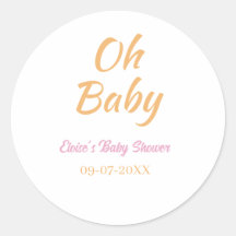 OH BABY BABY SHOWER ORANGE PURPLE SIMPLE MINIMAL