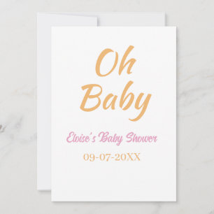 OH BABY BABY SHOWER ORANGE PURPLE SIMPLE MINIMAL INVITATION