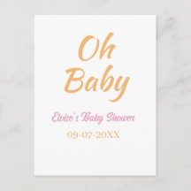 OH BABY BABY SHOWER ORANGE PURPLE SIMPLE MINIMAL