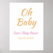 OH BABY BABY SHOWER ORANGE PURPLE SIMPLE MINIMAL