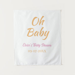 OH BABY BABY SHOWER ORANGE PURPLE SIMPLE MINIMAL TAPESTRY