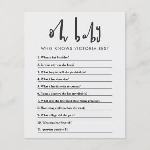 Oh baby, baby shower party game flyer